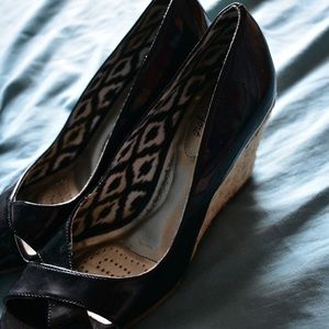 Patent Leather Kitten Wedges
